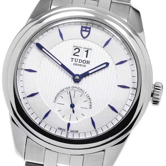 TUDOR Glamour 57100 Double date Silver Dial Automatic Men's Watch - Picture 1 of 7